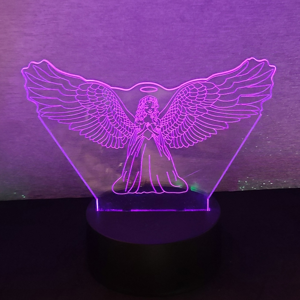 NEW 3D LED Night Light Angel Lamp with 16 Multicolor Remote Control
